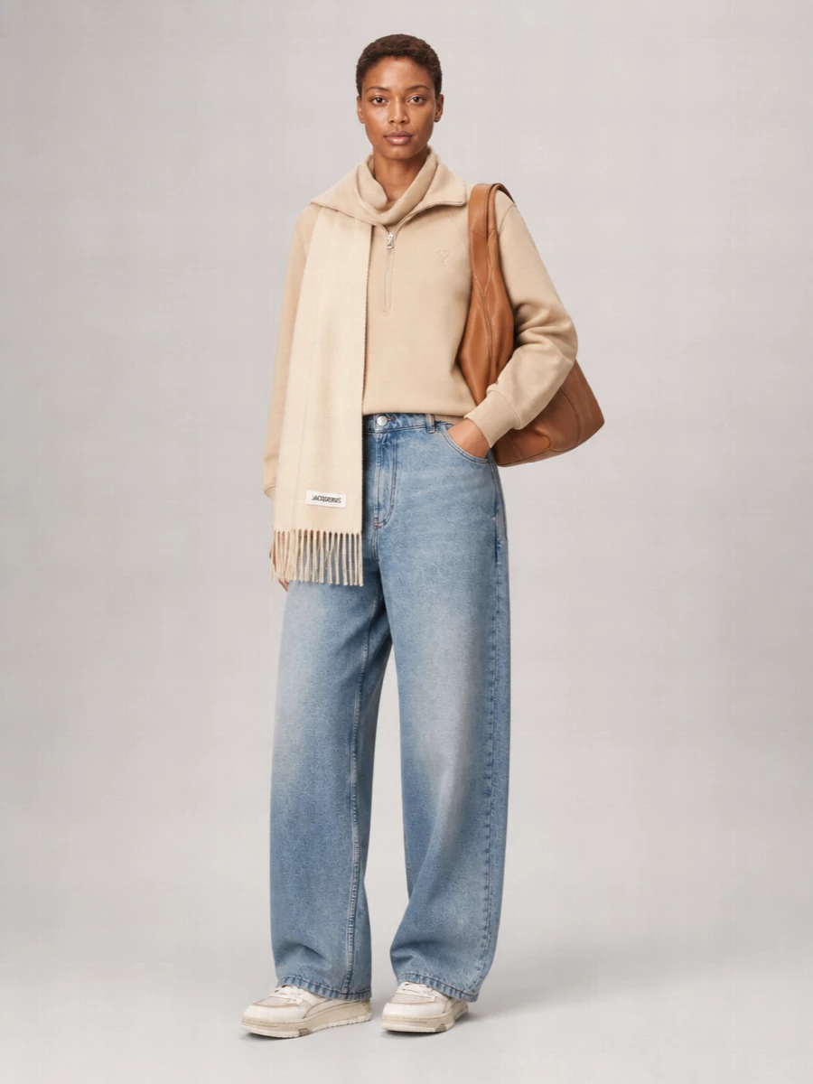 Ami Paris Leather Hobo Bag