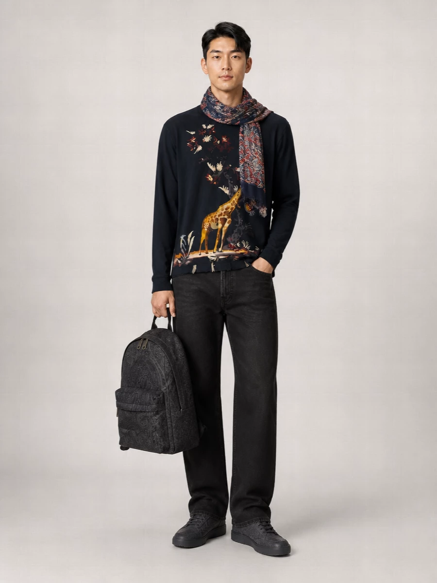 Etro Leather Paisley-Print Lace-Up Sneakers