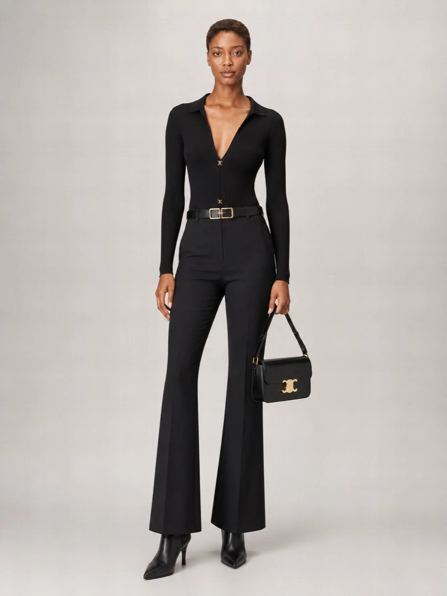 Celine Leather Teen Triomphe Shoulder Bag