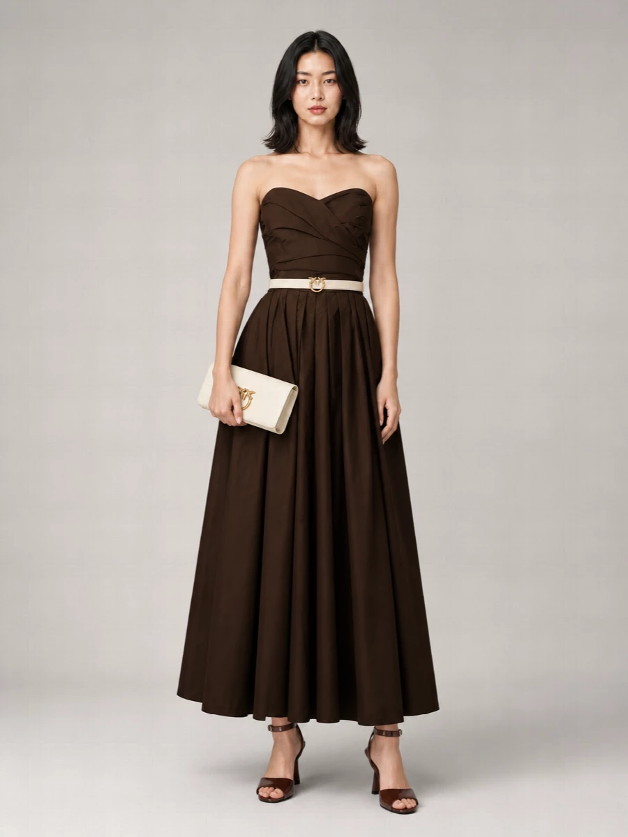 Pinko Asymmetric Off-Shoulder Sleeveless Draped Mini Dress