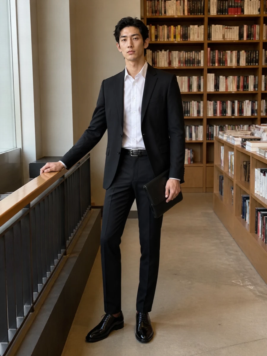 Dolce gabbana black tailored suit patent shoes