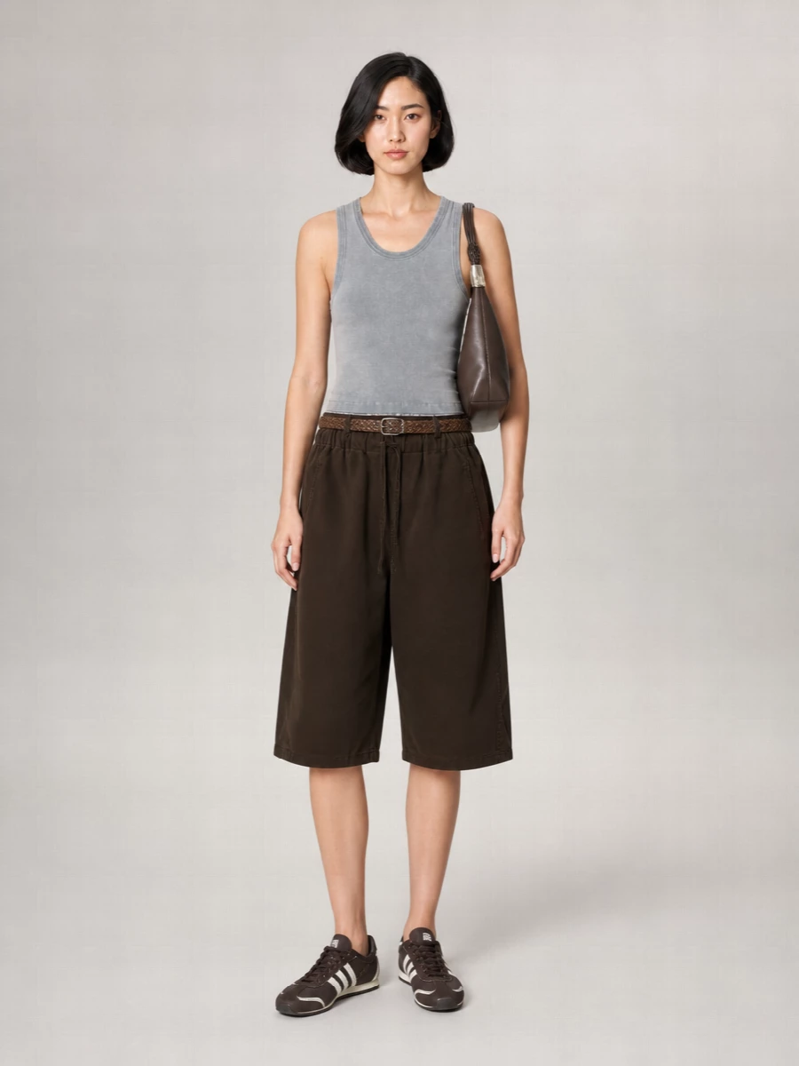 Entire Studios Cotton Loose Barrel-Leg Knee-Length Shorts