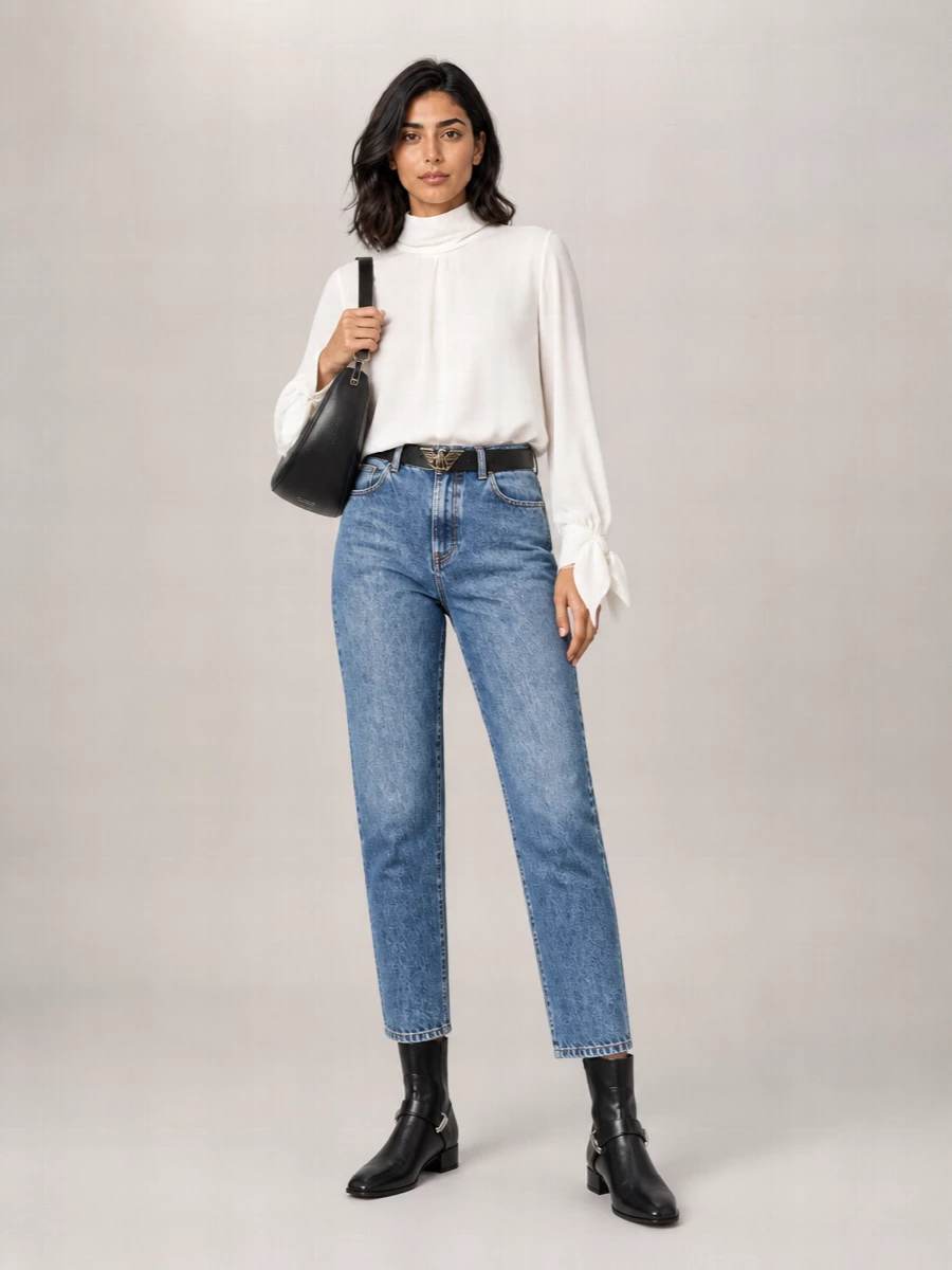 Emporio Armani Acid-Wash Straight-Leg Denim Jeans