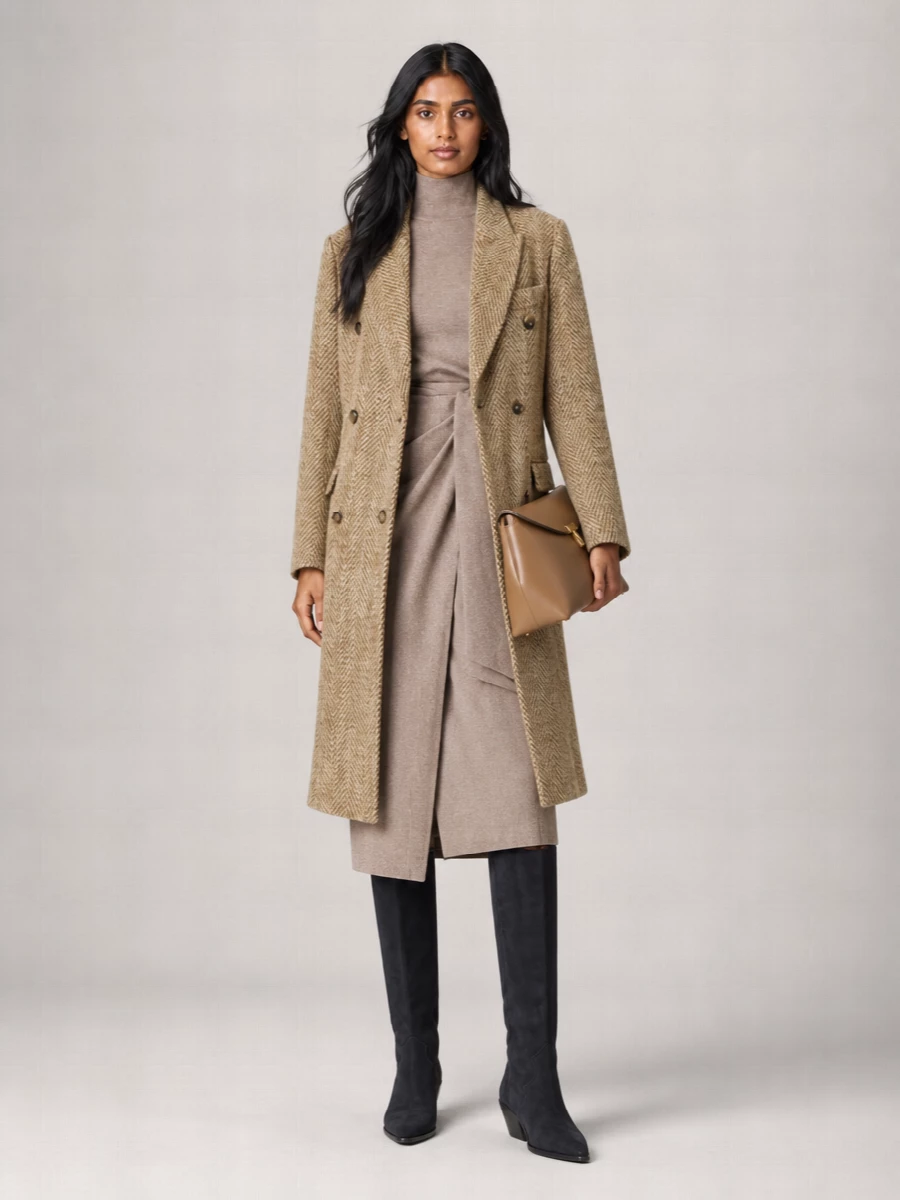 Isabel Marant Etoile Wool-Blend Herringbone Double-Breasted Coat