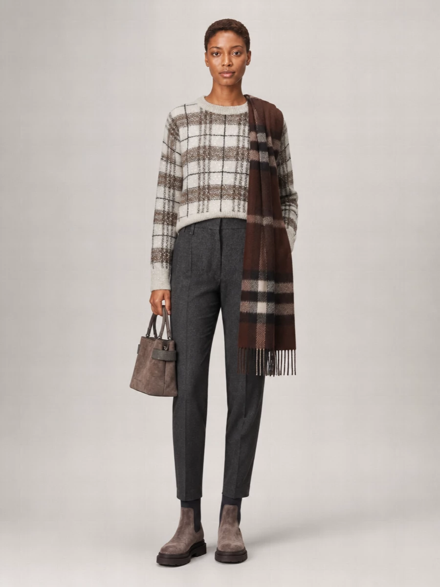 Brunello Cucinelli Checked Mohair-Blend Sweater