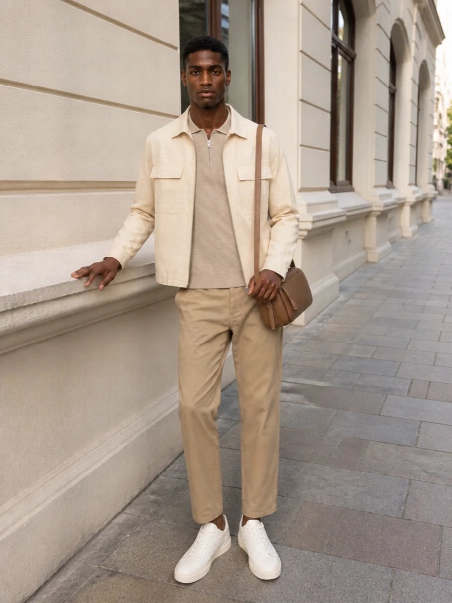 Nn07 shirt jacket apc chinos sneakers outfit