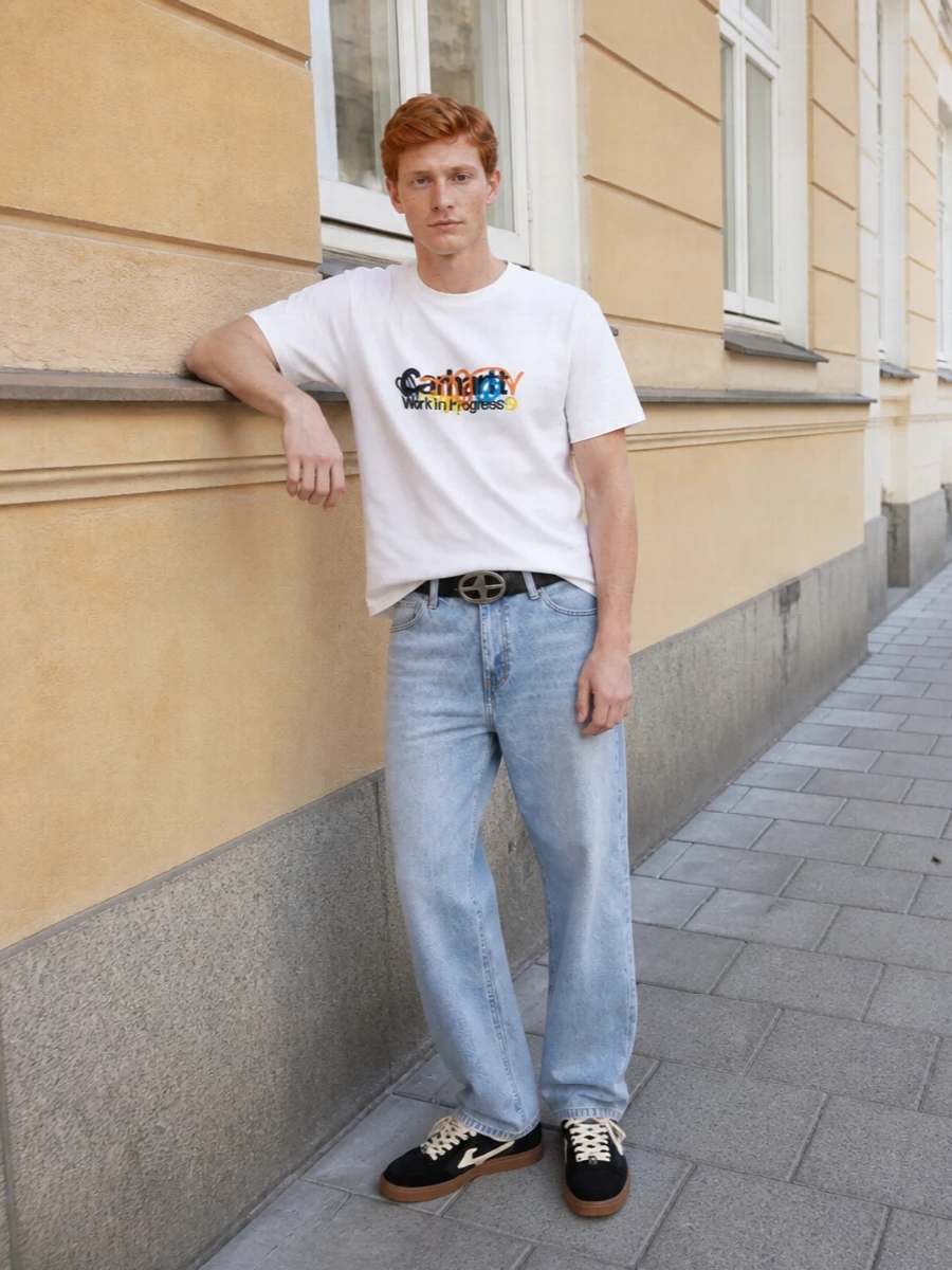 Carhartt wip graphic tee light wash jeans outfit