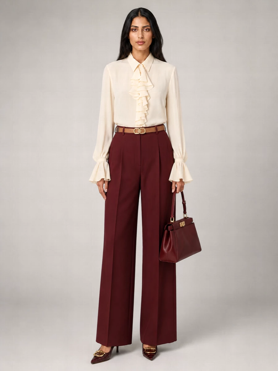 Alberta Ferretti Crepe Wide-Leg Trousers