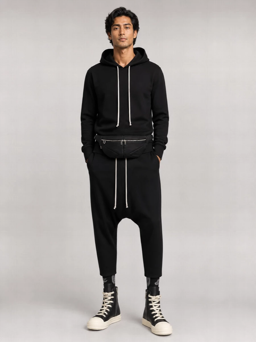Rick Owens Cotton Oversized Logo Print Hoodie