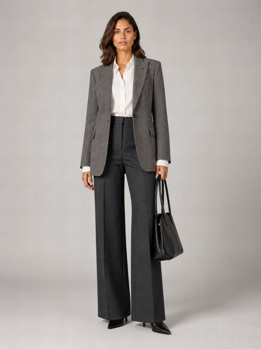 Stella Mccartney Wool Oversized Single-Breasted Micro Houndstooth Blazer