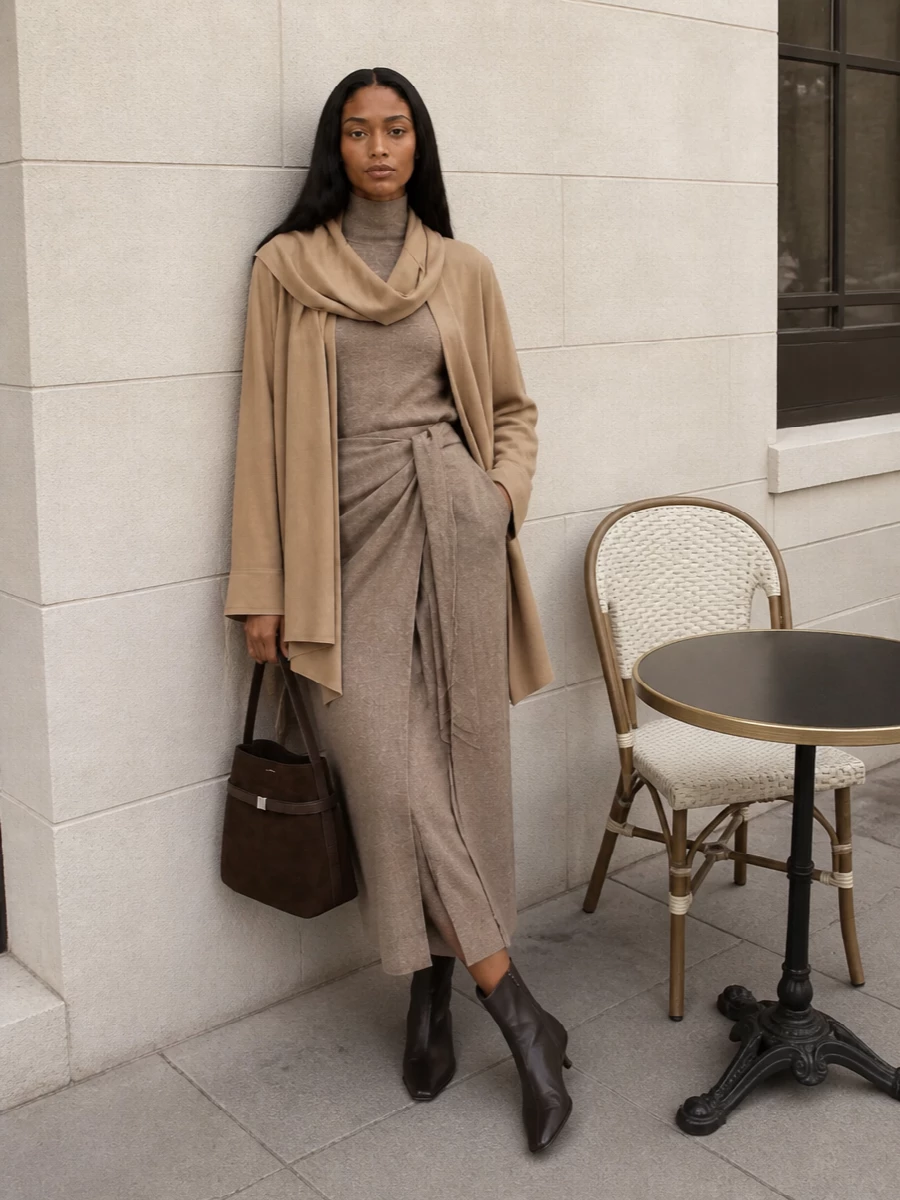 Toteme coat max mara knit dress outfit