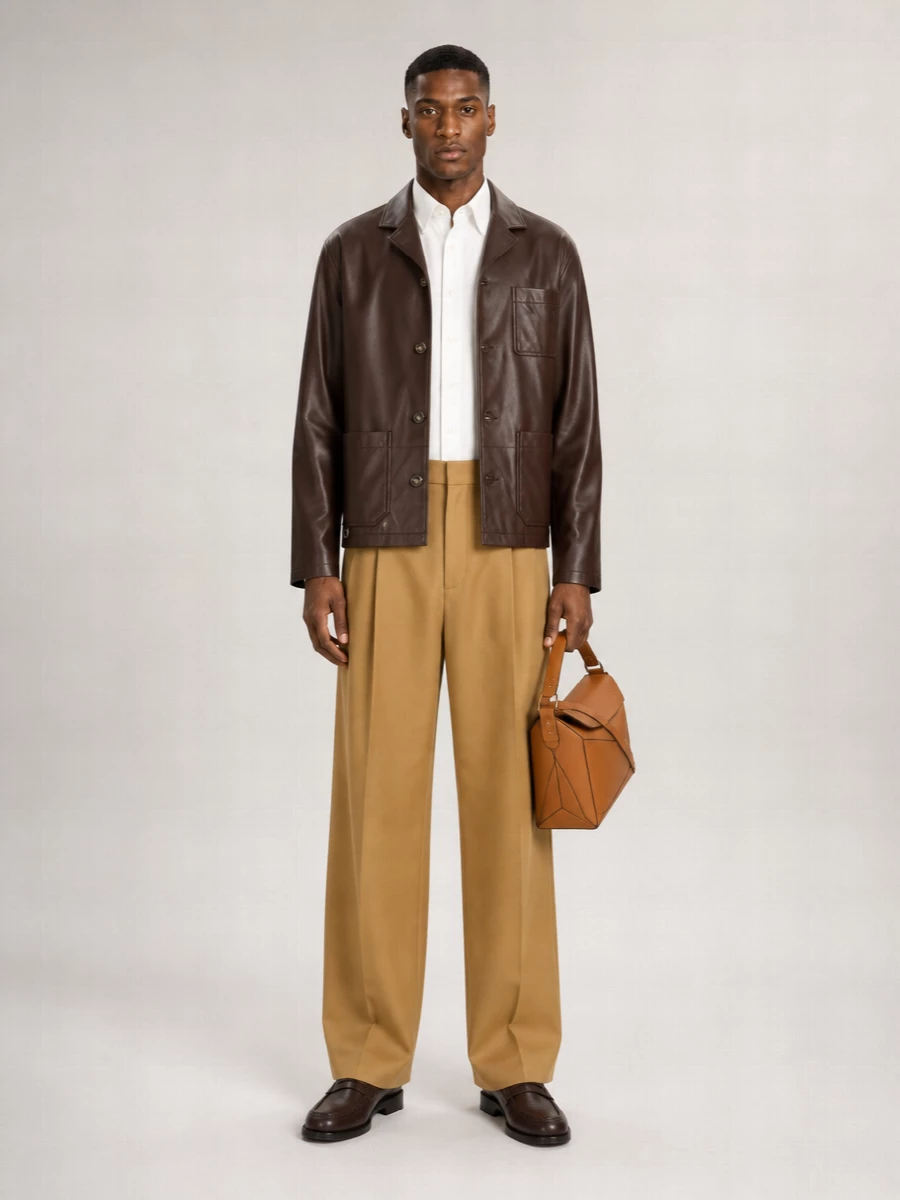 Loewe Leather Single-Breasted Coat