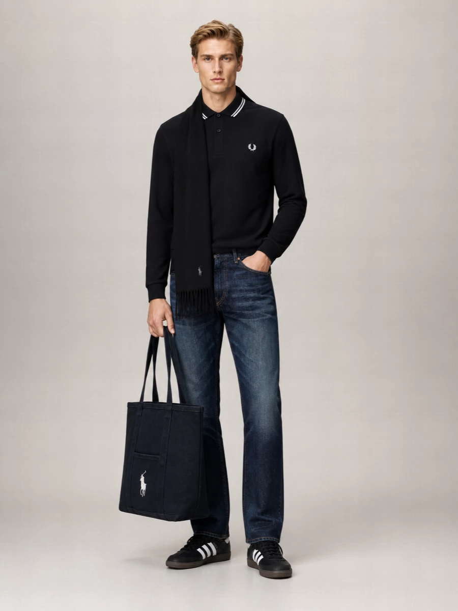Fred Perry Long Sleeve Piquet Polo Shirt