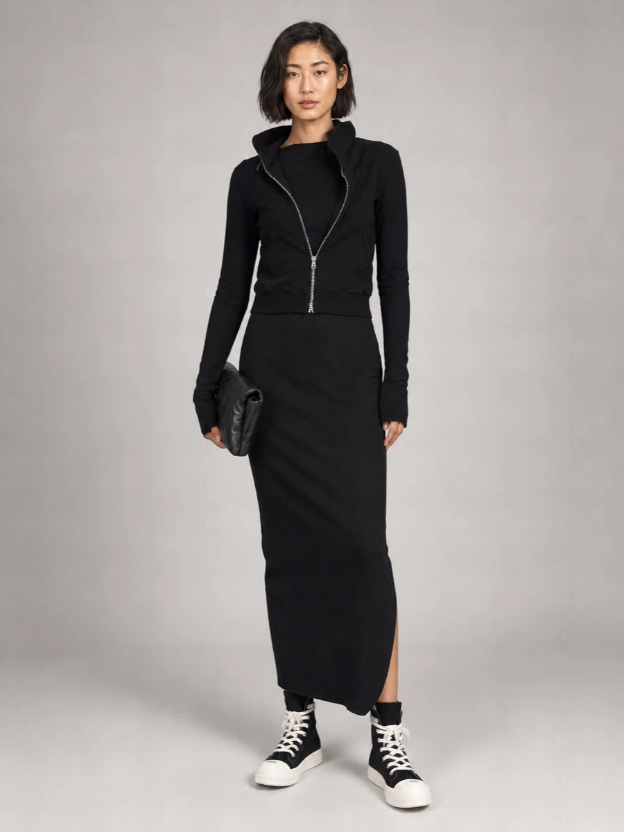 Rick Owens Drkshdw Asymmetric Zip Cotton Jacket