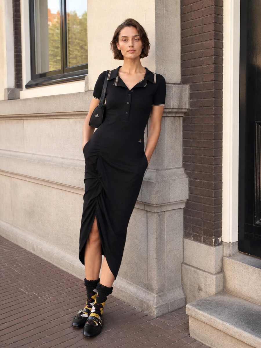 Vivienne westwood black polo midi dress outfit