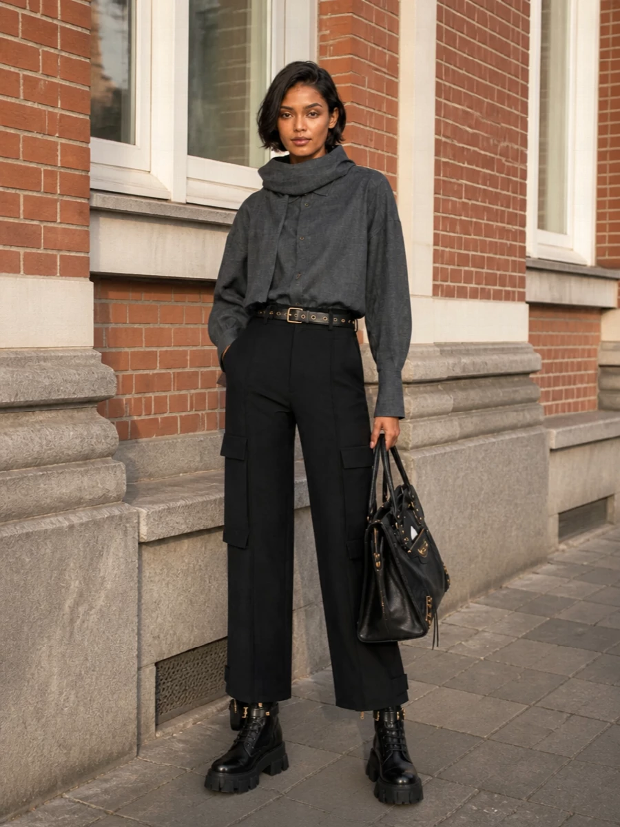 Darkpark cargo trousers prada boots outfit