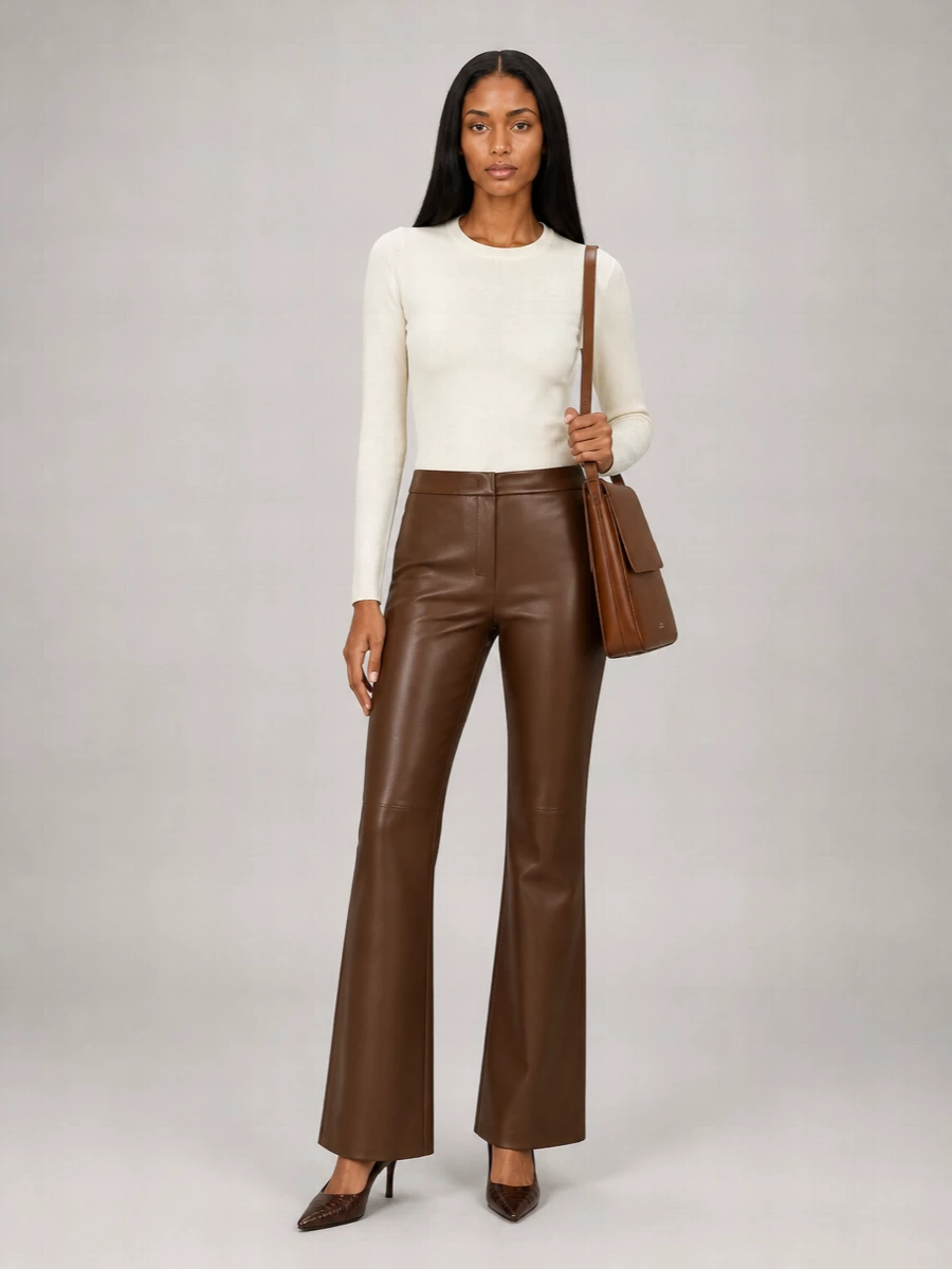 S Max Mara Faux Leather Wide-Leg Trousers