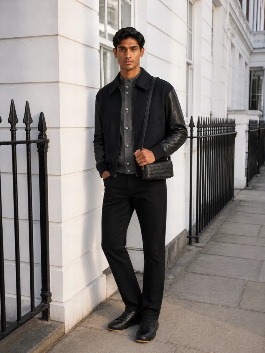 Bottega veneta bomber black jeans outfit