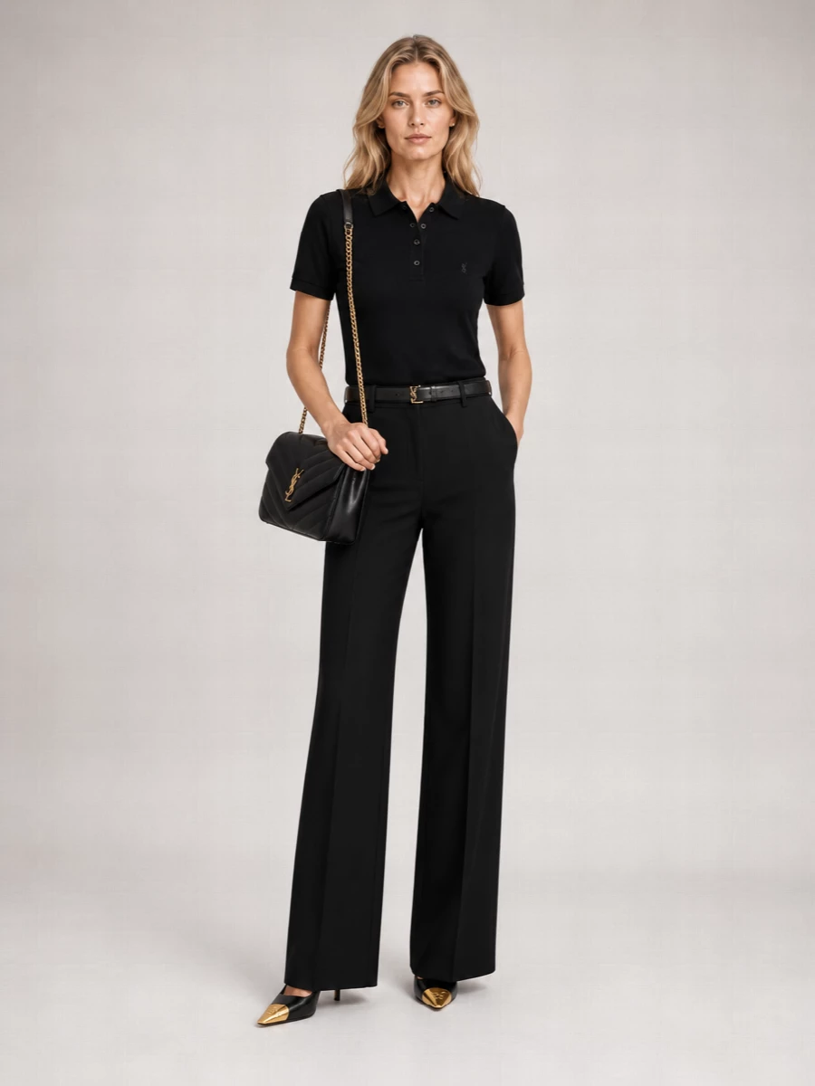 Saint Laurent cotton piqué cropped polo shirt