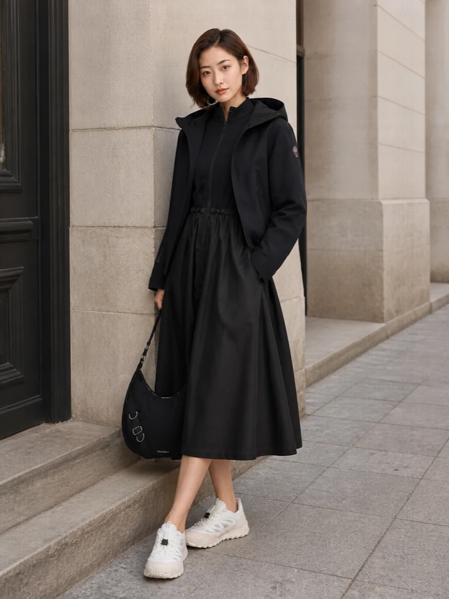 Moncler grenoble gore tex jacket black midi dress