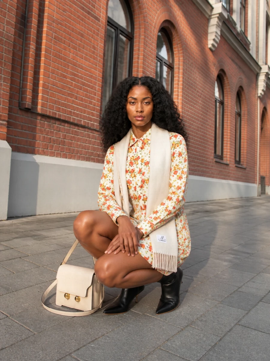 Marni floral shirtdress black ankle boots