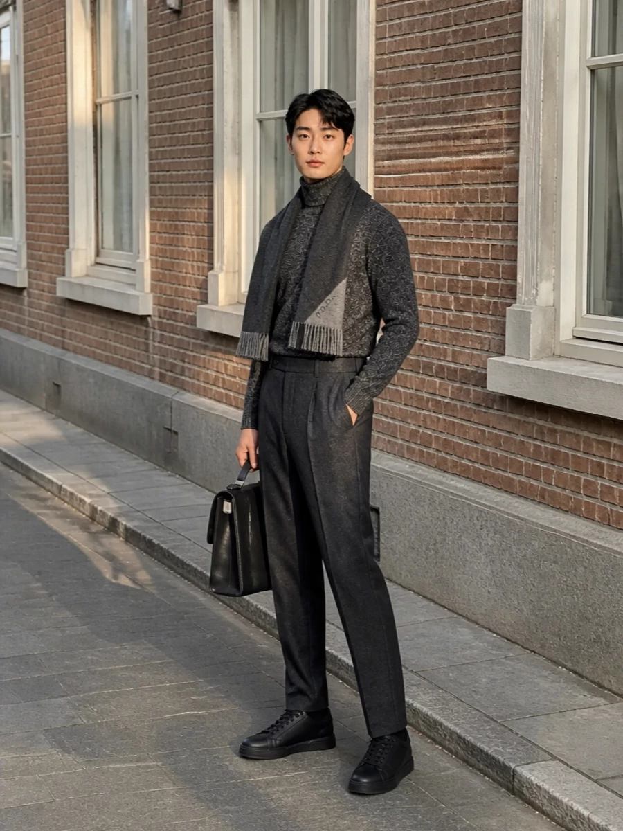 Dolce gabbana charcoal turtleneck pleated trouser