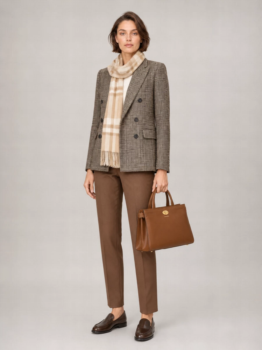 Burberry Embroidered Check Cashmere Scarf