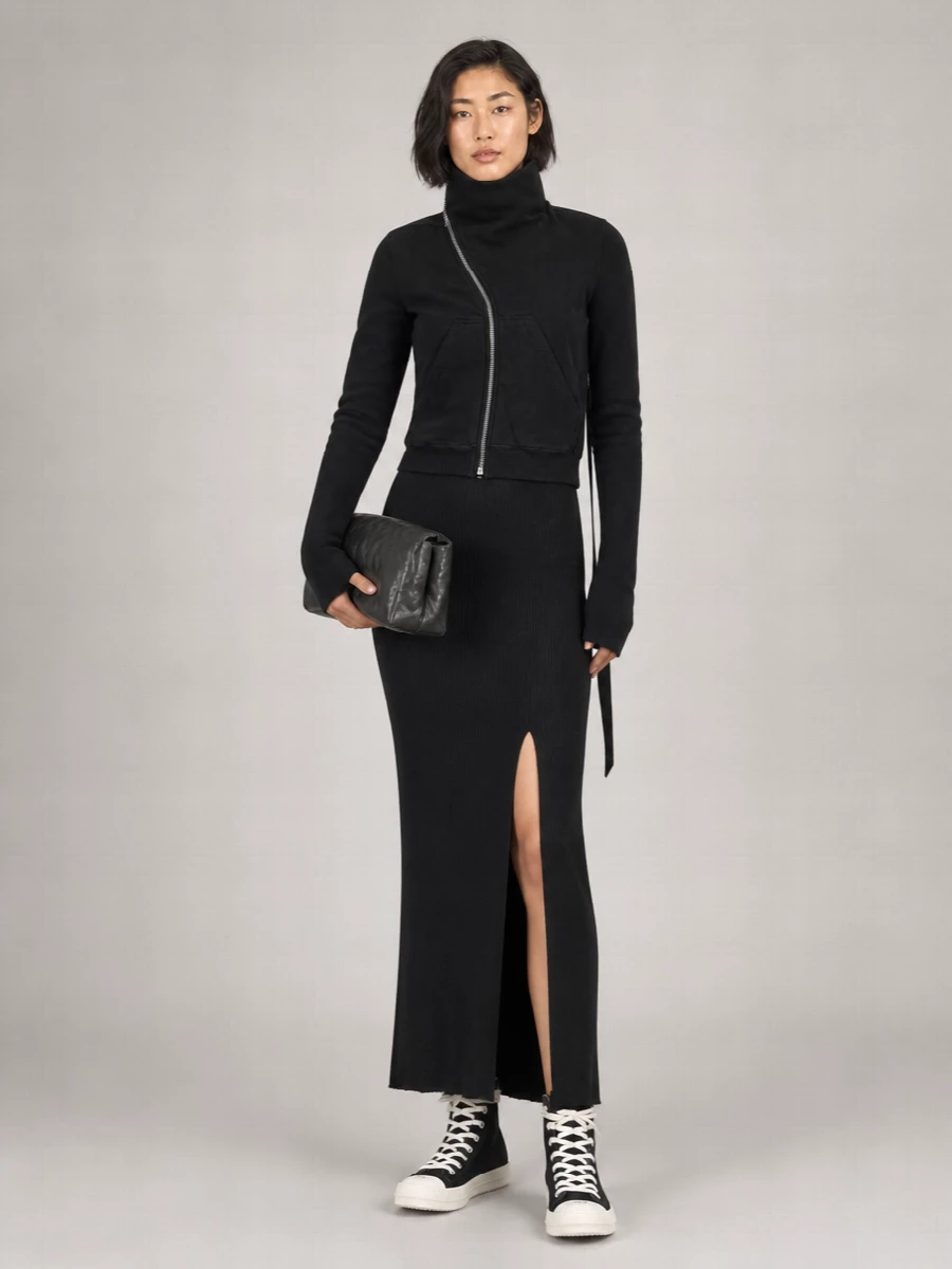 Rick Owens Drkshdw Asymmetric Zip High Neck Sweatshirt