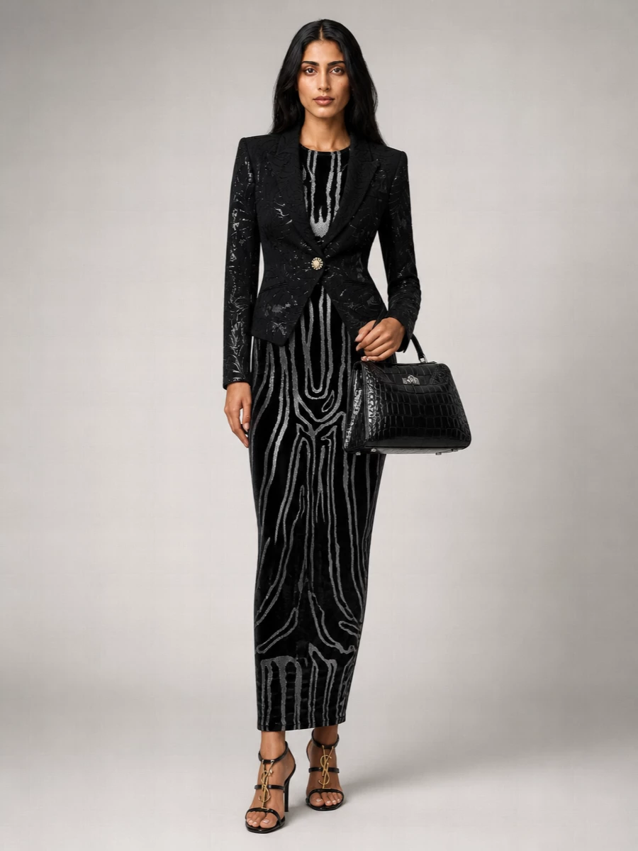 Balmain Lace Single-Breasted Blazer