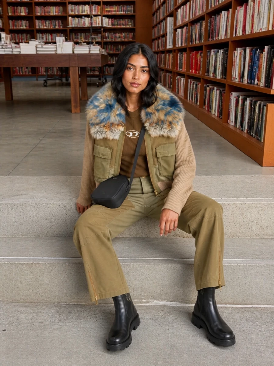 Diesel bomber camel cargo streetwear outfit