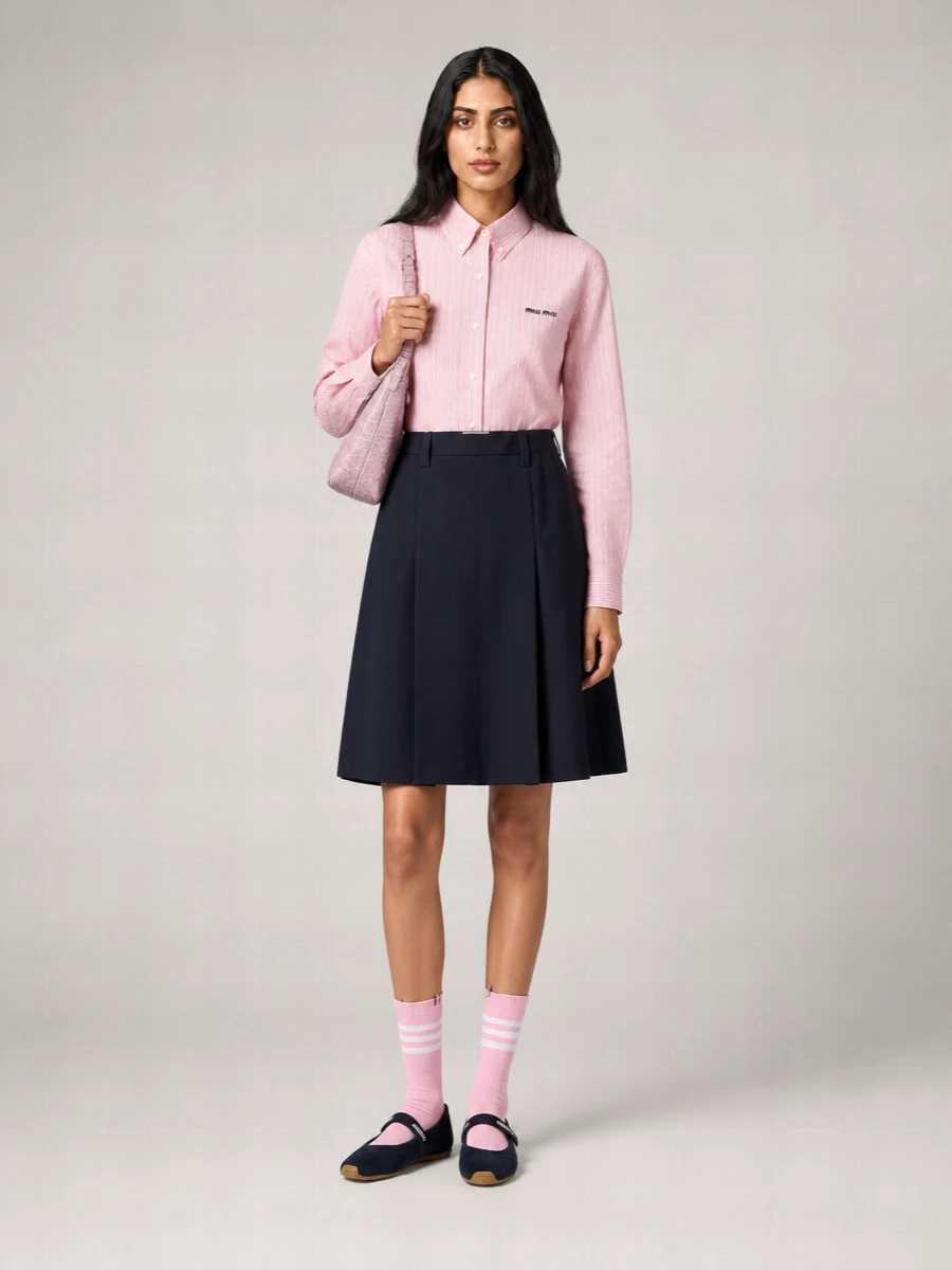 Miu Miu Striped Cotton Oversized Shirt