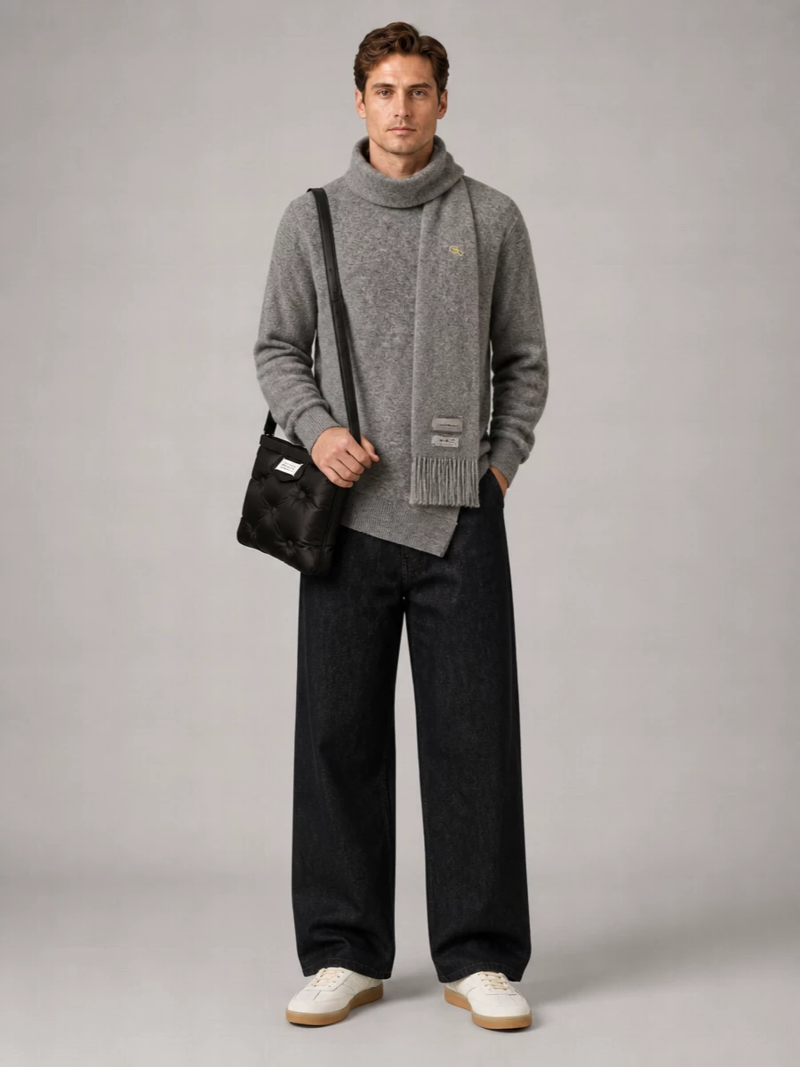 Comme Des Garçons Wool Ribbed Crew-Neck Asymmetric Hem Jumper
