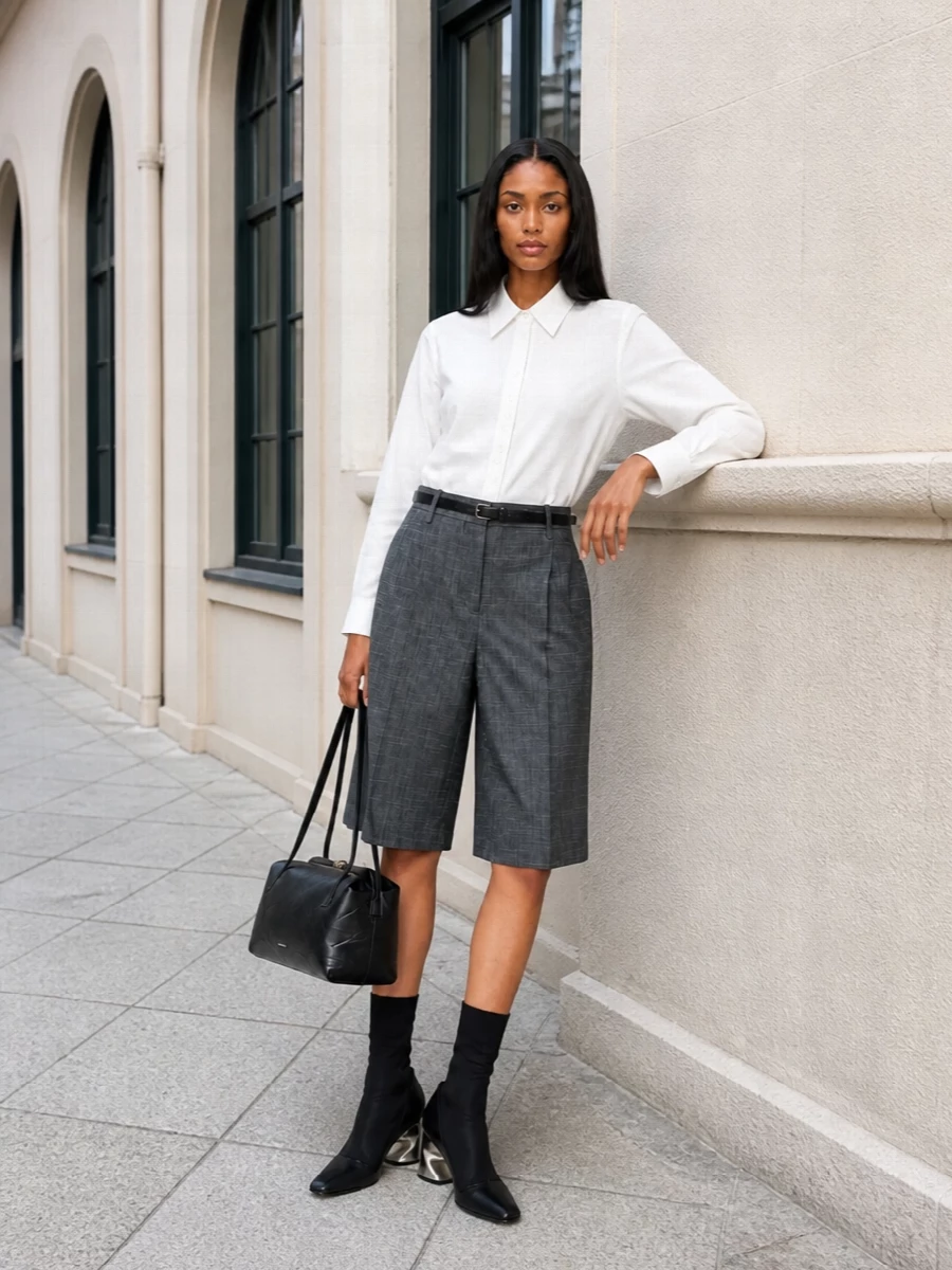 Jil sander bermuda shorts white shirt boots