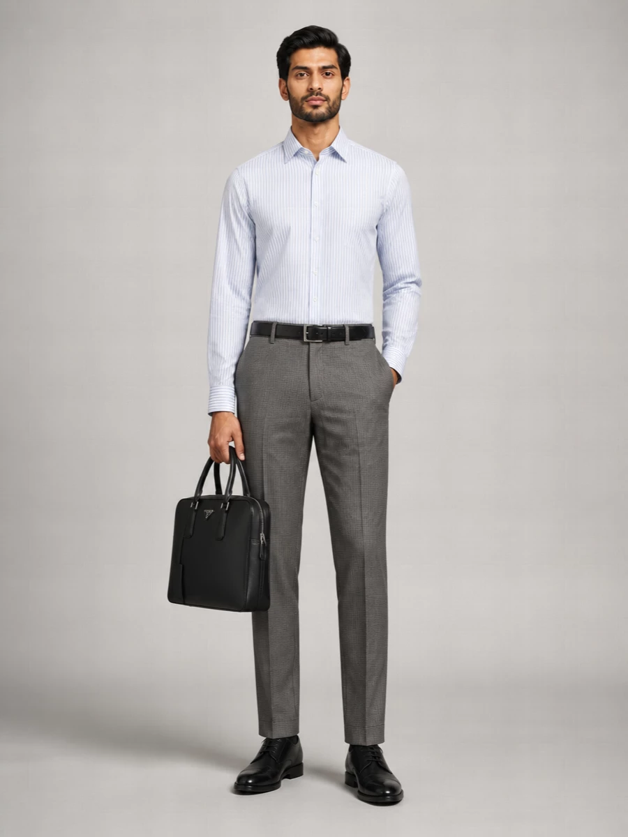 Prada Virgin Wool Slim-Fit Straight-Leg Checked Trousers