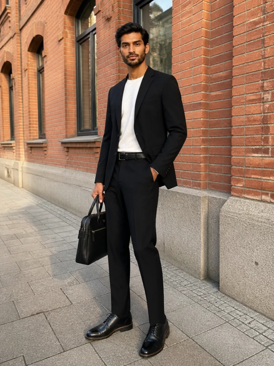 Emporio armani blazer black tailored trousers outfit