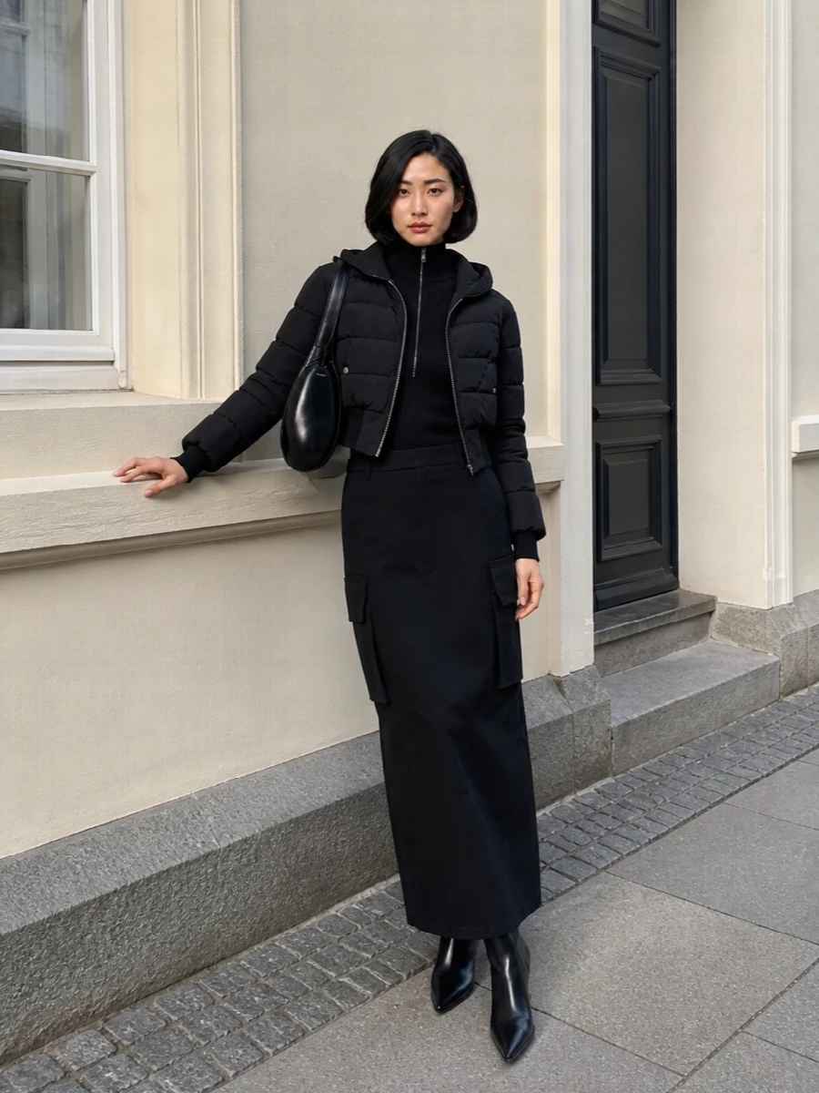 Rick owens bomber cargo skirt wedge boots