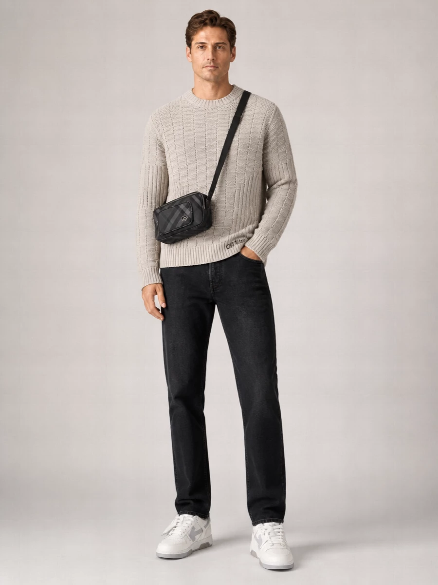 Burberry Ribbed Checkered Crossbody Bag