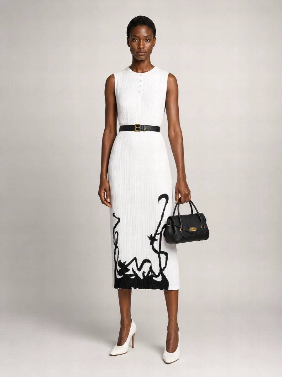 Lanvin Sleeveless Pleated Midi Dress