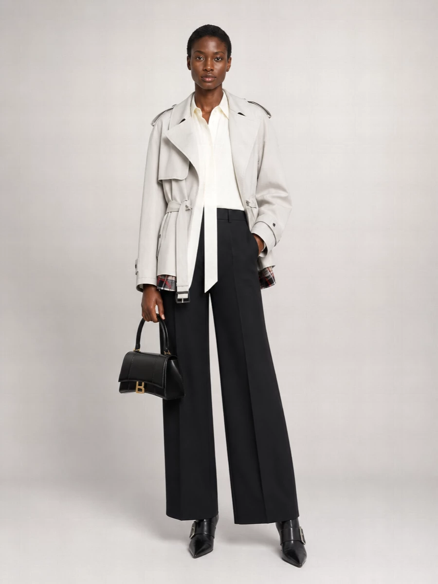 Balenciaga Cotton Oversized Cropped Trench Coat