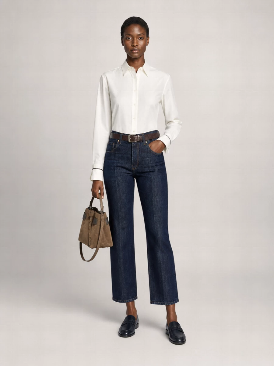 Brunello Cucinelli Denim Cropped Wide-Leg Jeans