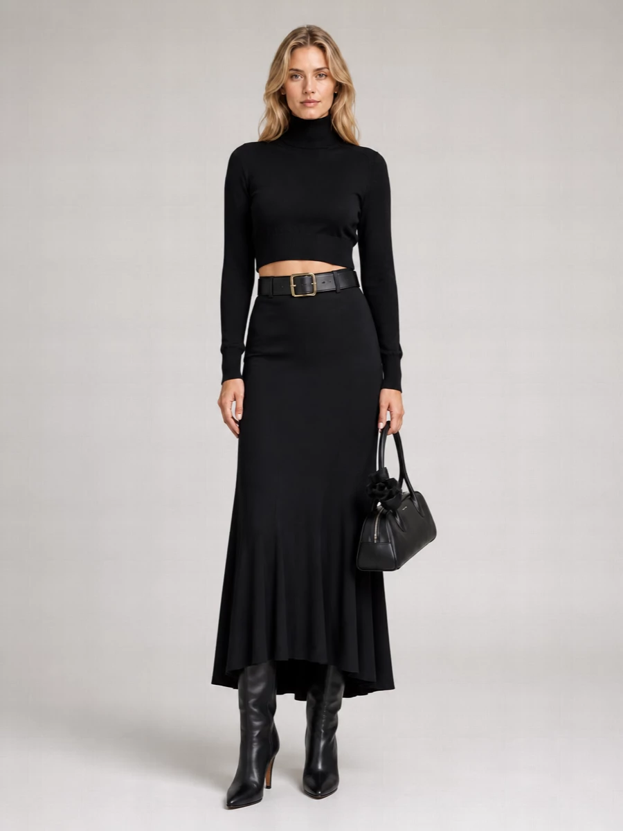 Junya Watanabe wool knee-length high-waisted skirt