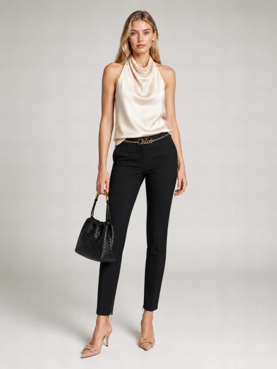 Balmain Silk Draped Halterneck Top