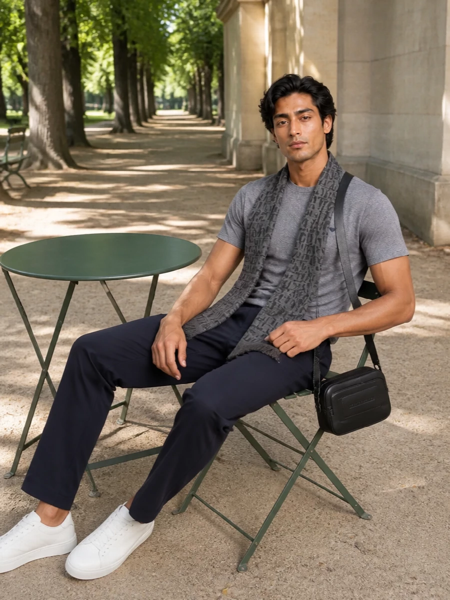 Emporio armani grey tee navy jogger trousers sneakers