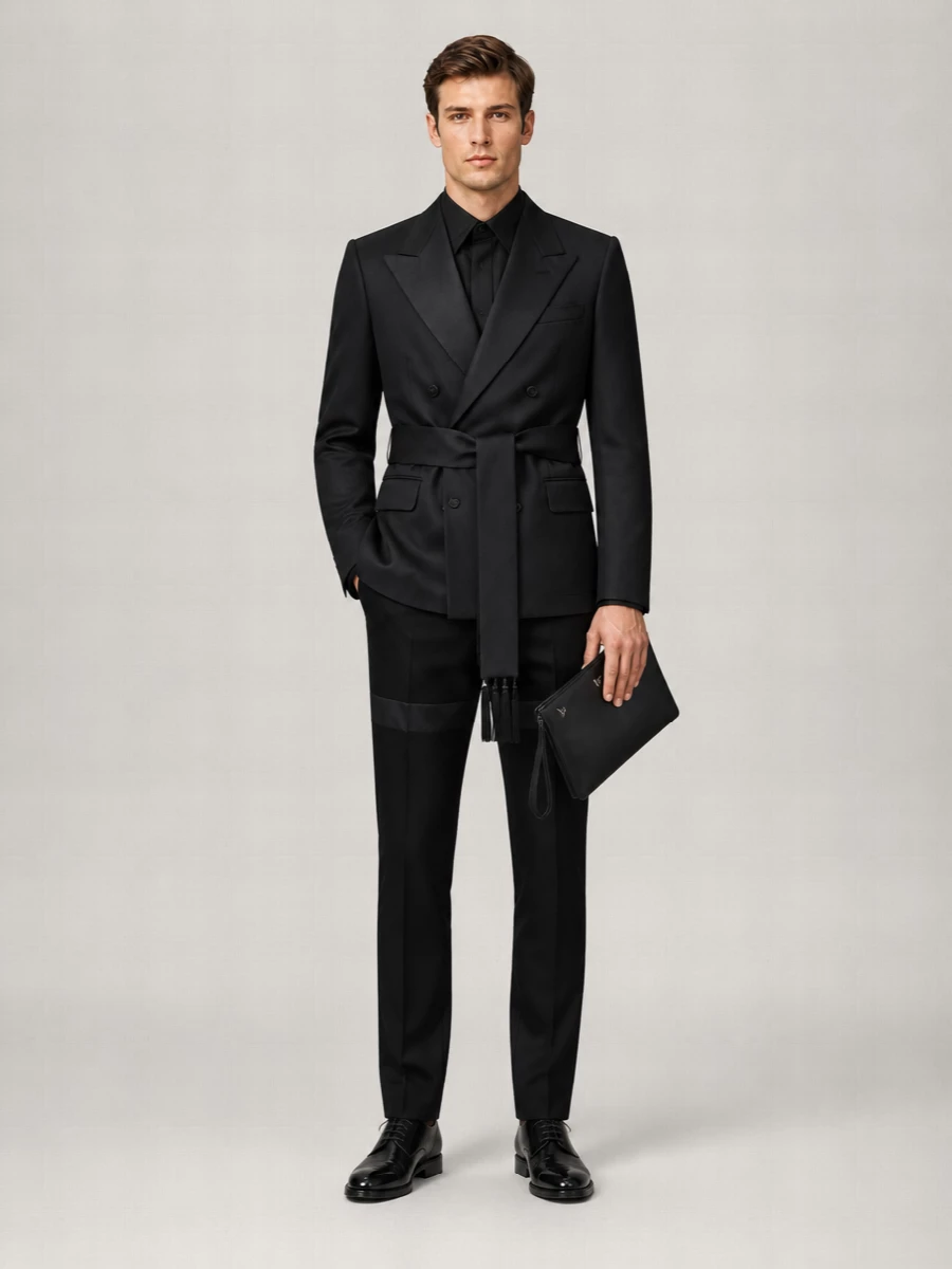Valentino Virgin Wool Double-Breasted Belted Blazer