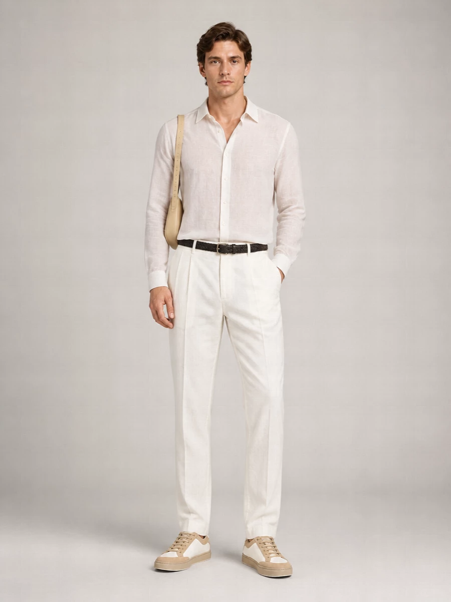 Emporio Armani Linen Straight-Leg Trousers