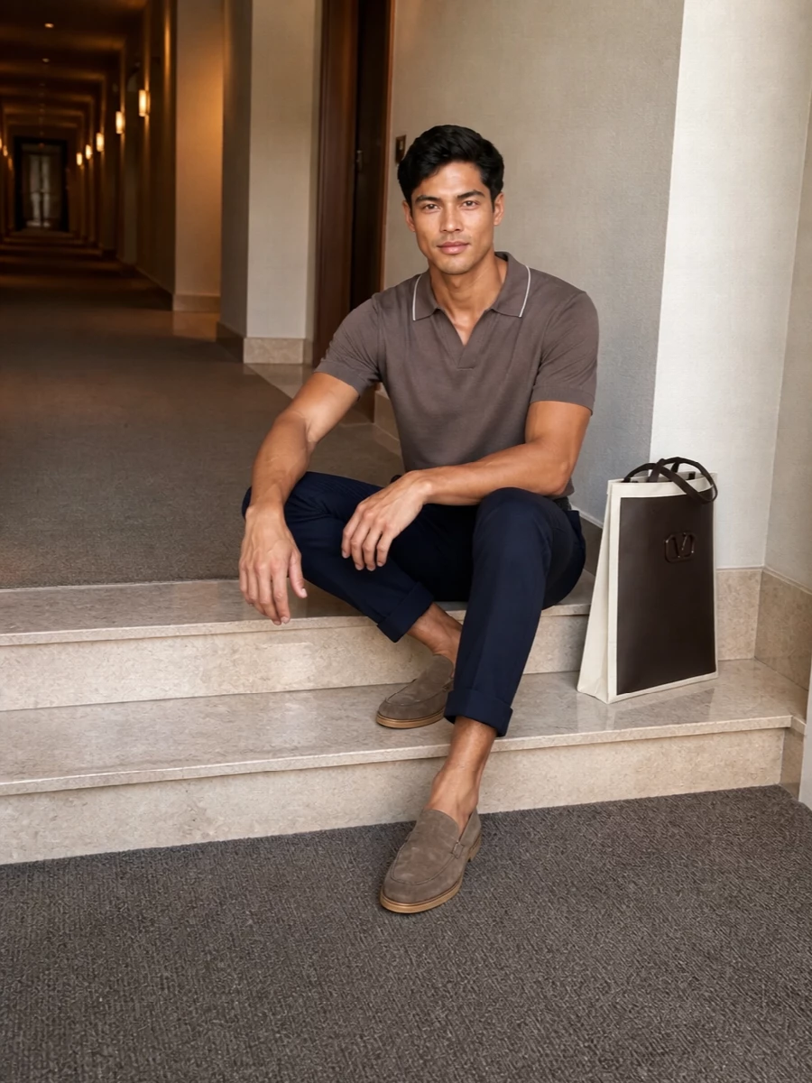 Fay taupe polo navy chinos tods loafers