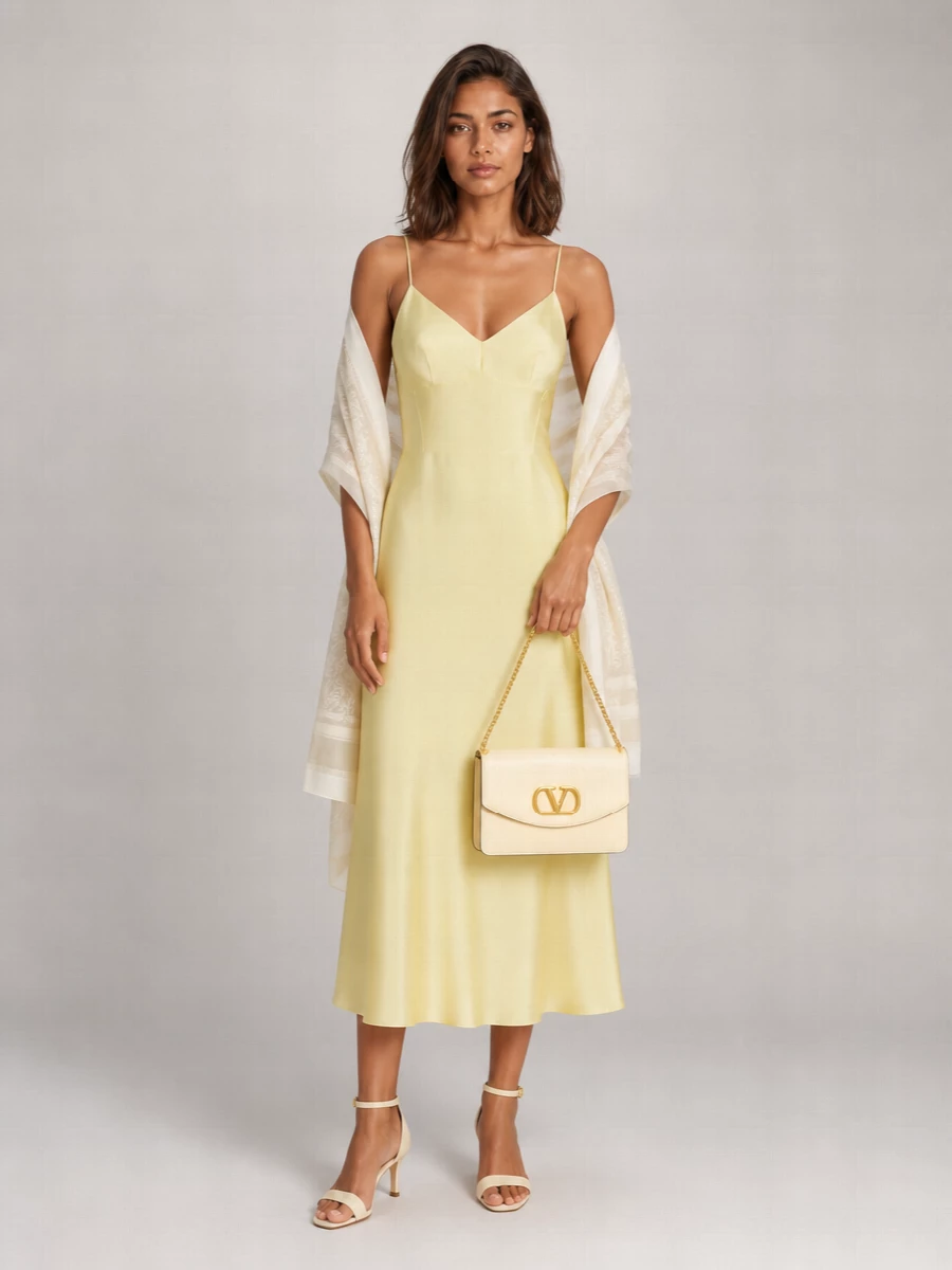 Alberta Ferretti Silk Round-Neck Midi Dress