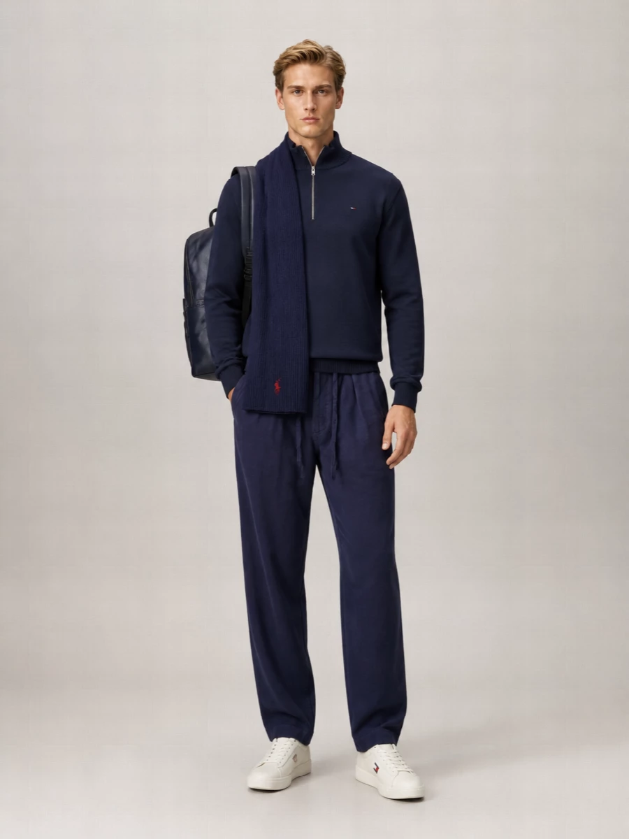 Tommy Hilfiger cotton high neck zip long sleeve sweatshirt