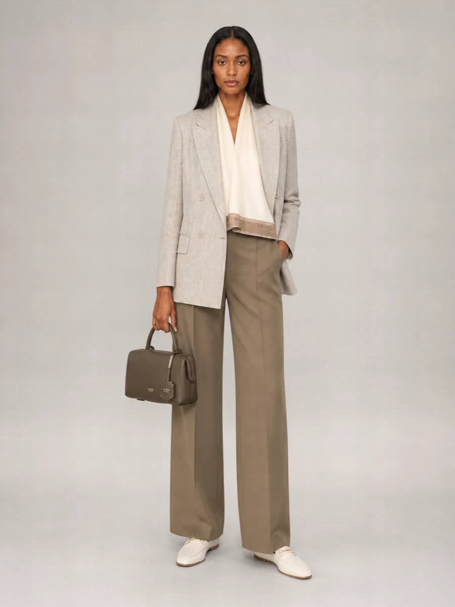 Max Mara Linen Pleated Wide-Leg Trousers