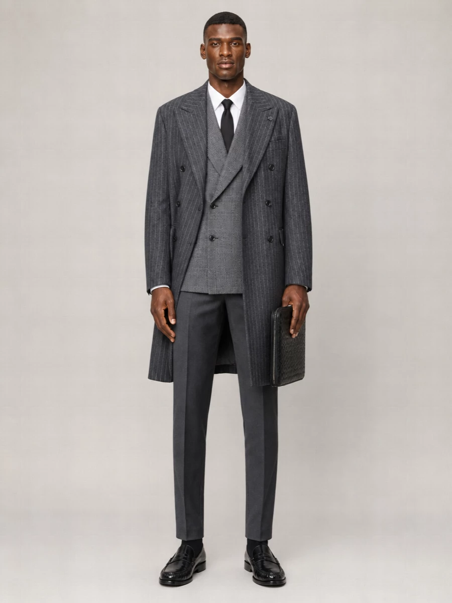 Lardini Wool Double Breasted Coat